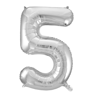 Folieballon - Zilver '5' (86 cm)