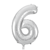 Folieballon - Zilver '6' (86 cm)