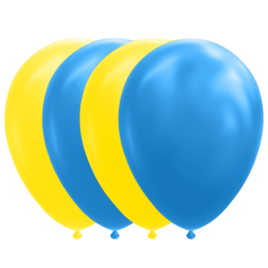 10 Ballonnen Blauw/Geel (30cm)