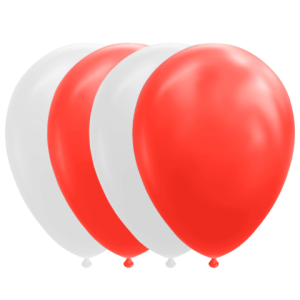 10 Ballonnen Rood/Wit (30cm)
