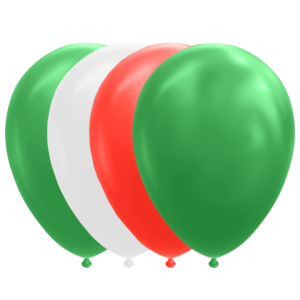 10 Ballonnen Groen/Wit/Rood (30cm)