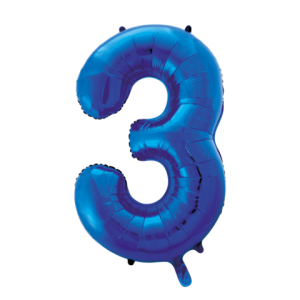 Folieballon - blauw - '3' (86 cm)