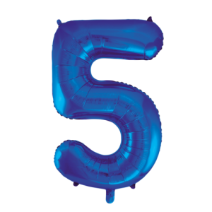 Folieballon - blauw - '5' (86 cm)