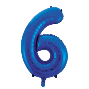 Folieballon - blauw - '6' (86 cm)