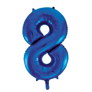 Folieballon - blauw - '8' (86 cm)