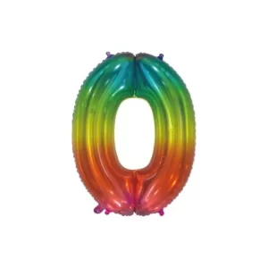 Folieballon - regenboog transparant - '0' (76 cm)