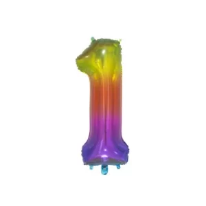 Folieballon - regenboog transparant - '1' (76 cm)