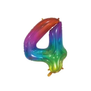 Folieballon - regenboog transparant - '4' (76 cm)