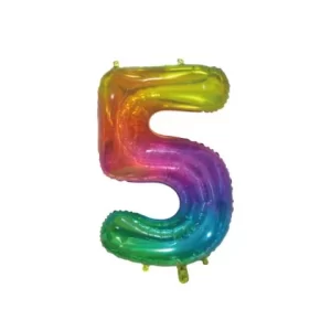 Folieballon - regenboog transparant - '5' (76 cm)