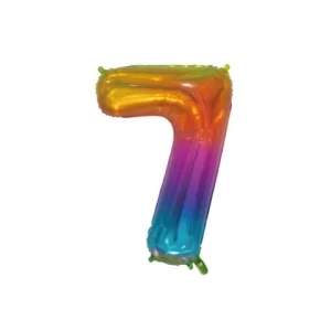 Folieballon - regenboog transparant - '7' (76 cm)