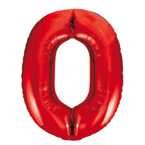 Folieballon - rood- '0' (86 cm)