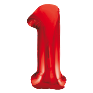 Folieballon - rood- '1' (86 cm)
