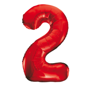 Folieballon - rood- '2' (86 cm)