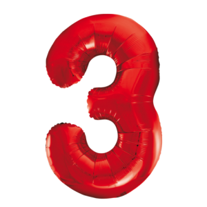 Folieballon - rood- '3' (86 cm)