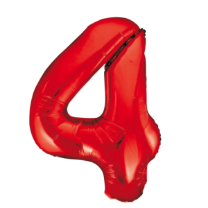 Folieballon - rood- '4' (86 cm)