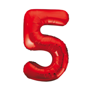 Folieballon - rood- '5' (86 cm)