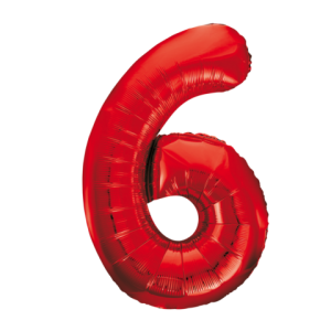Folieballon - rood- '6' (86 cm)