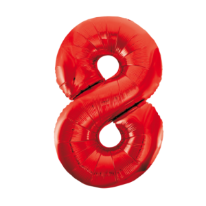 Folieballon - rood- '8' (86 cm)