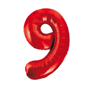 Folieballon - rood- '9' (86 cm)