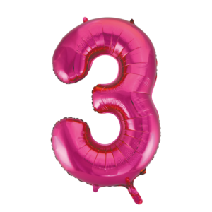 Folieballon - roze - '3' (86 cm)