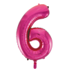 Folieballon - roze - '6' (86 cm)