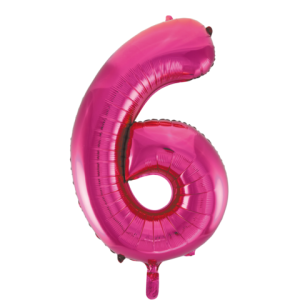 Folieballon - roze - '6' (86 cm)