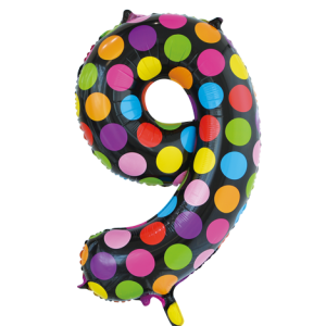 Folieballon - stippen- '9' (86 cm)