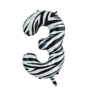 Folieballon - zebra - '3' (86 cm)