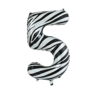 Folieballon - zebra - '5' (86 cm)