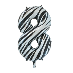 Folieballon - zebra - '8' (86 cm)