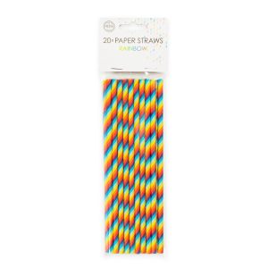 20 Papieren rietjes - Regenboog (6mm x 197mm)