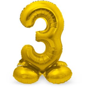 Staande folieballon - Goud - '3' (72cm)