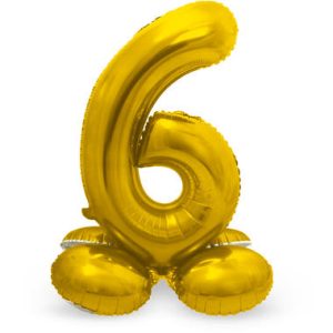 Staande folieballon - Goud - '6' (72cm)