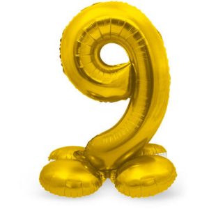Staande folieballon - Goud - '9' (72cm)