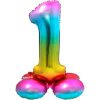 Staande folieballon - Regenboog - '1' (72cm)