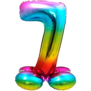 Staande folieballon - Regenboog - '7' (72cm)