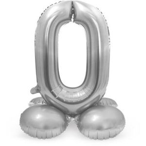 Staande folieballon - Zilver - '0' (72cm)