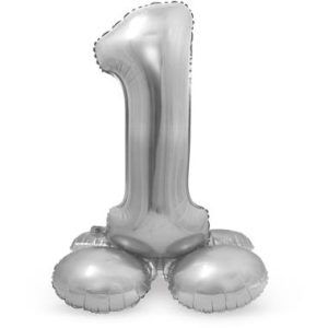 Staande folieballon - Zilver - '1' (72cm)