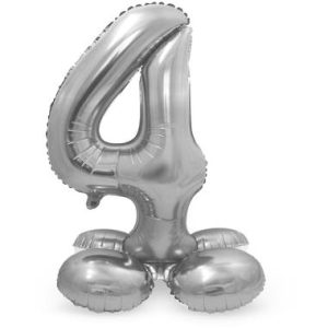 Staande folieballon - Zilver - '4' (72cm)