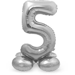 Staande folieballon - Zilver - '5' (72cm)