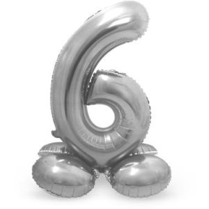 Staande folieballon - Zilver - '6' (72cm)