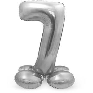 Staande folieballon - Zilver - '7' (72cm)