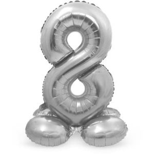 Staande folieballon - Zilver - '8' (72cm)