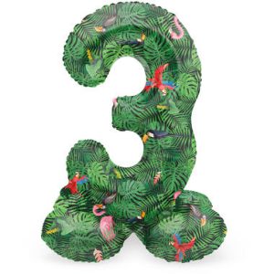 Staande folieballon - Jungle Vibe - '3' (72cm)