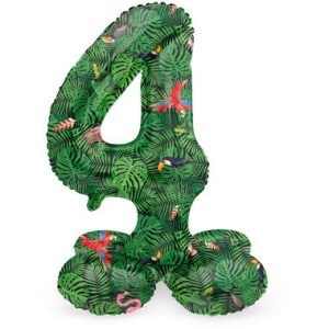 Staande folieballon - Jungle Vibe - '4' (72cm)