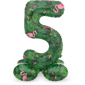 Staande folieballon - Jungle Vibe - '5' (72cm)