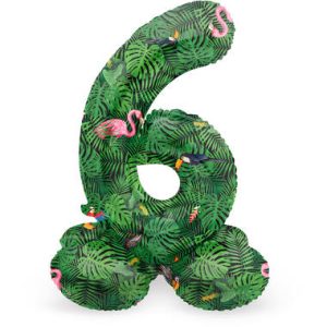 Staande folieballon - Jungle Vibe - '6' (72cm)
