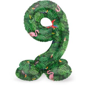 Staande folieballon - Jungle Vibe - '9' (72cm)