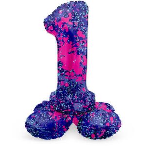 Staande folieballon - Paint Splash - '1' (72cm)