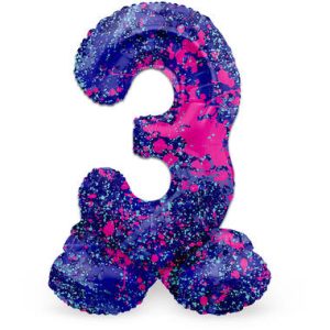 Staande folieballon - Paint Splash - '3' (72cm)